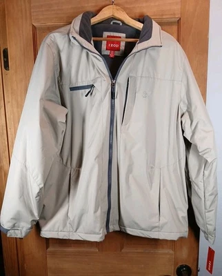 Izod Men's Jacket New W/tag XXL Beige water/wind resistant fleece lining Hooded  - Image 1 of 4