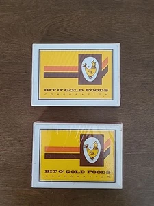 2 Vintage Poker Deck Advertising Playing Cards, Bit O'Gold Foods Corp. Sealed - Picture 1 of 5