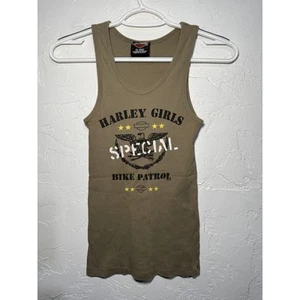 Harley Davidson girls army green special bike patrol ribbed tank top large biker - Picture 1 of 7