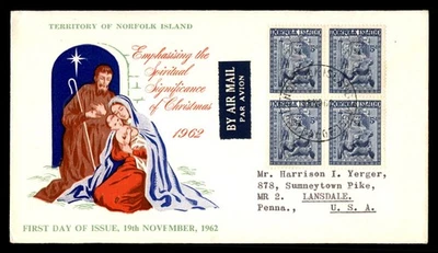 Mayfairstamps Norfolk Island FDC 1962 Madonna and Child Holy Family First Day Co - Image 1 of 2