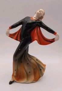 Vintage Art Nouveau Deco 7" Porcelain Figural Dancing Lady 1930's Halloween - Picture 1 of 9