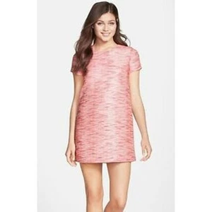 Damen CeCe by Cynthia Steffe Jacquard Struktur Etuikleid Neon Koralle Rosa 8 - Bild 1 von 9