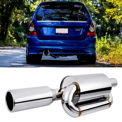 For Subaru Forester 2.5" inlet 4.0" Out Twin Loop Exhaust Muffler Tip Stainless Foto 1 de 4
