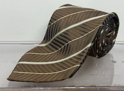 Corbata de hombre ERMENEGILDO ZEGNA 100 % seda ITALIA CHEVRON de lujo marrón/azul usada en excelente estado Foto 1 de 4