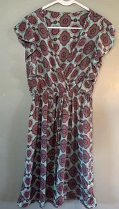 Colorful Ruffled Cap Sleeve Dress With Cinch Waist Sz S/M - Picture 1 of 7