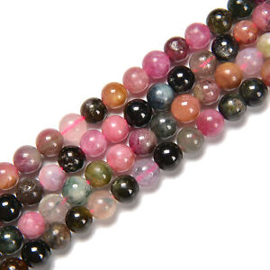 Nice Natural Multi Color Tourmaline Smooth Round Beads Size 5mm 15.5" Strand