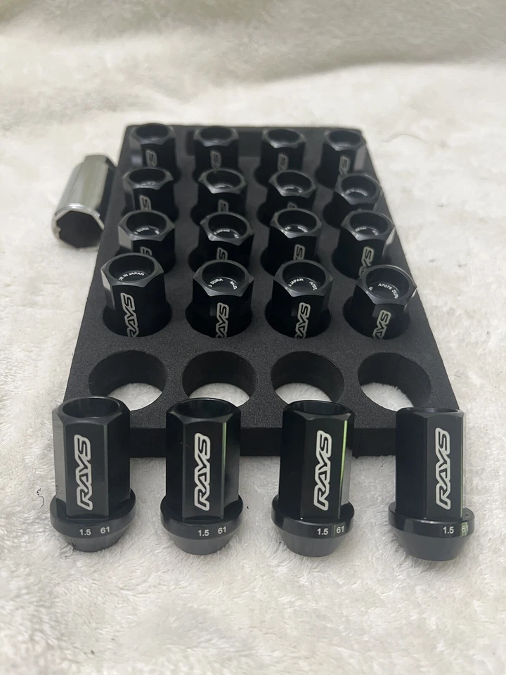 Rays Dura-nut L42 Straight Type Lug Nuts With Locks Set of 20 12x1.5 Black