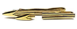 Hickok Double Arrow Tie Bar Clip Gold Adjustable Men's Vintage Formal Wear - Picture 1 of 4