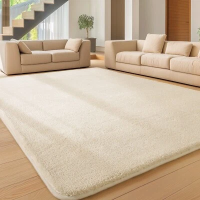 Alfombra de felpa peluda de área grande - Alfombra suave y antideslizante para sala de estar y dormitorio Foto 1 de 4