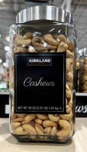 Kirkland Signature Black Label Premier Cashews 38oz in Glass Gift Jar BB: 6/2025 - Picture 1 of 6