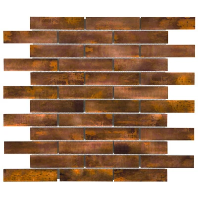 Salpicadero de cocina antiguo de mosaico de azulejos de metal metálico color cobre Foto 1 de 4