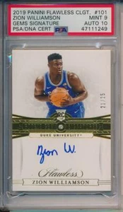 Zion Williamson 2019 Panini Flawless Diamond Rookie Gem /25 RC 101 PSA 9 10 Auto - Bild 1 von 2