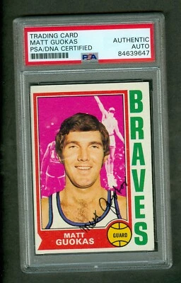 Matt Guokas 1974-75 Topps #117 Braves On Card Autograph PSA/DNA Encased - Image 1 of 2