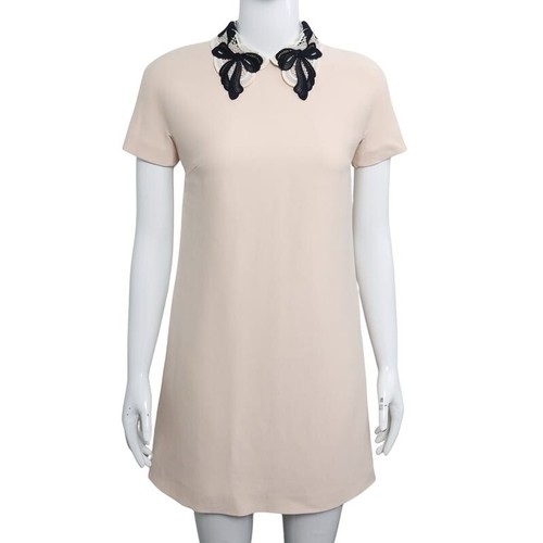 Abito Miu Miu nude pizzo fiocco colletto taglia IT 42 nuovo