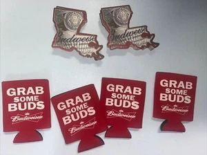 Posten Budweiser 20 staatliche Form Bierdeckel Louisiana & 4 Koozie Halter Koozies - Bild 1 von 12