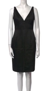Pamella Roland Silk Black Dress V Neck Cocktail Party Sheeth Pencil Size 4 New - Picture 1 of 10
