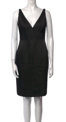 Vestido negro de seda Pamella Roland cuello en V cóctel fiesta vaina lápiz talla 4 nuevo Foto 1 de 4