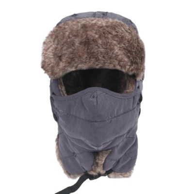 Chapéu de inverno quente para Ushanka chapéu de caça de esqui russo com abas de ouvido máscara à prova de vento - Imagem 1 de 4