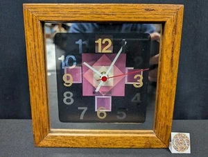 Vintage 1976 MCM Virgil Thrasher Art Deco Hoursakes Clock Lucid Lines *WORKS* - Picture 1 of 7