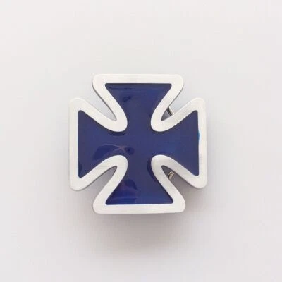 Hebilla de cinturón de esmalte occidental cruz de hierro azul Foto 1 de 2