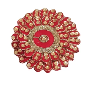 Aplique Recorte Encaje Rojo India Boda Disfraz Cristal Parche Flor Asiática - Imagen 1 de 1