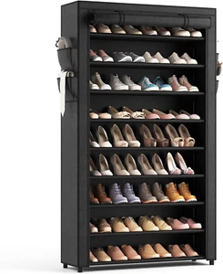 10-Tier Shoe Rack with Cover – Space-Saving Organizer for 40 Pairs Closet & More - Picture 1 of 12