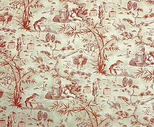 WAVERLY HAIKU TOILE LANTERN RED CREAM ASIAN 100% COTTON FABRIC BY YARD 54"W - Picture 1 of 6