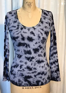 Willi Smith Womens L Sleeves Tie Dye T-Top with Beads Sz M pre-owned - Picture 1 of 9