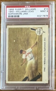 1959 Fleer Ted Williams #15 PSA 9 Mint 1940 - Williams Lick Sophomore Jinx - Picture 1 of 2