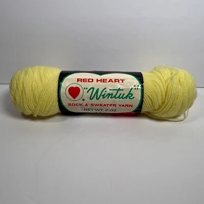 Calcetín Wintuk vintage corazón rojo $ hilo suéter 2 oz 3 capas 224 amarillo bebé Foto 1 de 2