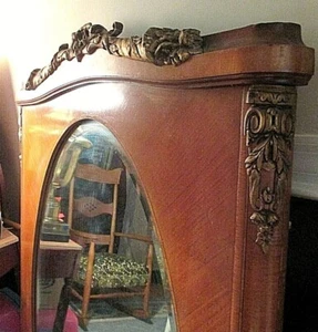Antique VTG American Waterfall Wood Frame Wall Mirror with Golden Gilt top 54"H - Picture 1 of 12