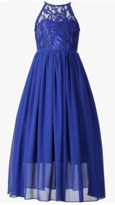 Niñas Vestido Largo de Encaje Fiesta Boda Chifón Junior Dama de honor Foto 1 de 4