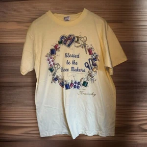 Vintage Retro 90s Single Stitch Bling COTTAGECORE Craft Crafting Art Shirt USA L - Picture 1 of 7