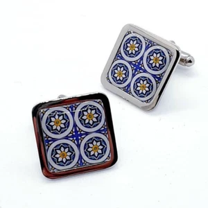 Unique COIMBRA TILE CUFFLINKS traditional GROOM wedding PORTUGUESE mens PORTUGAL - Picture 1 of 1