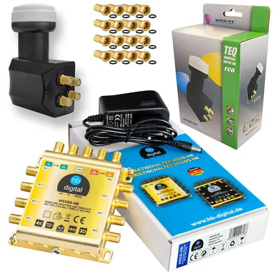 SET Multischalter 5/8 Switch MS58Q-HB SAT Verteiler+Smart Quattro LNB HDTV 3D 4K - Bild 1 von 4