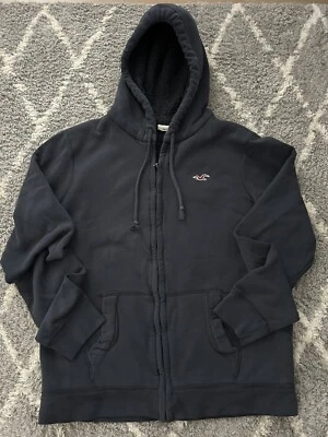 Sudadera con capucha forrada de lana con cremallera completa Hollister para niños - Talla L - Usada Foto 1 de 4