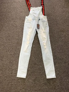 Womens Denim Jumpsuit Ladies Romper Overalls Straps Ripped Jeans Trousers - Picture 1 of 1