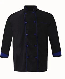 Men's Chef Coat Full Sleeves Jacket Restaurant Kitchen Cooking Work Uniform - Picture 1 of 9