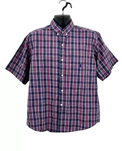 Polo Ralph Lauren Plaid Button Down Shirt Men’s XL Short Sleeve Red Blue - Picture 1 of 8