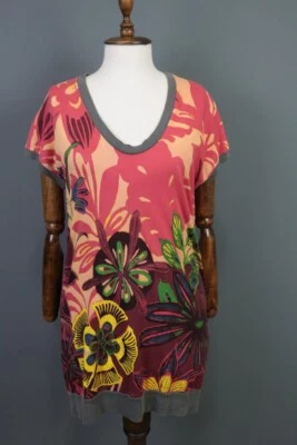 Vestido Corto CUSTO BARCELONA Multicolor Floal Manga Corta Línea A Foto 1 de 4