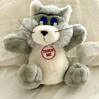 VTG 1990's Electronic Funny Meowing Cat with Movements Plush Gray & White Cat