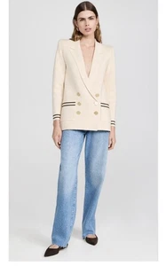 L'Agence Eileen Boyfriend Knit Blazer Porcelan with Brown /Gold Stripe NWOT $525 - Picture 1 of 9