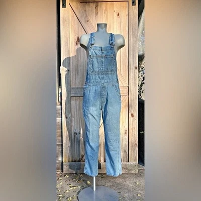 Vintage 90s Y2K GAP Blue Denim Wide Leg Carpenter Bib Overalls~S~ - Image 1 of 4