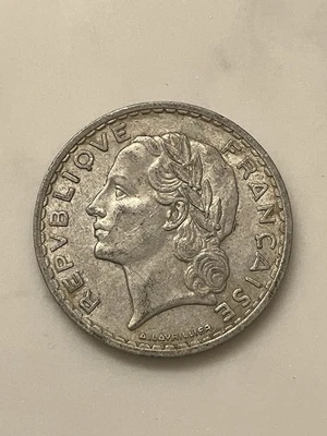 1949 France 5 Francs Old Antique French Foreign European World Coin - Image 1 of 2