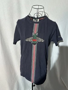 Gucci Tshirt Bee/ Fly Design Navy Size Small Men’s Used - Picture 1 of 6