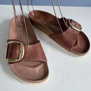 Birkenstock sandals Size 5.5 / EU 36 Madrid Big Buckle brown cognac NEW - Picture 1 of 7