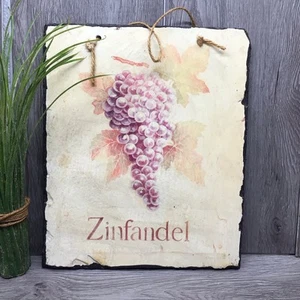 Evergreen Ent. Zinfandel Grape Wine Slate Wall Hanging Large 12" x 10" Heavy - Picture 1 of 6