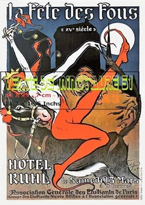 la fête des fous - étudiants Paris 1926 -Poster A3 Plastifié - Picture 1 of 24