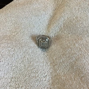10K WHITE GOLD RING ROUND & BAGUETTE 050 Ct NATURAL DIAMONDS - Picture 1 of 7
