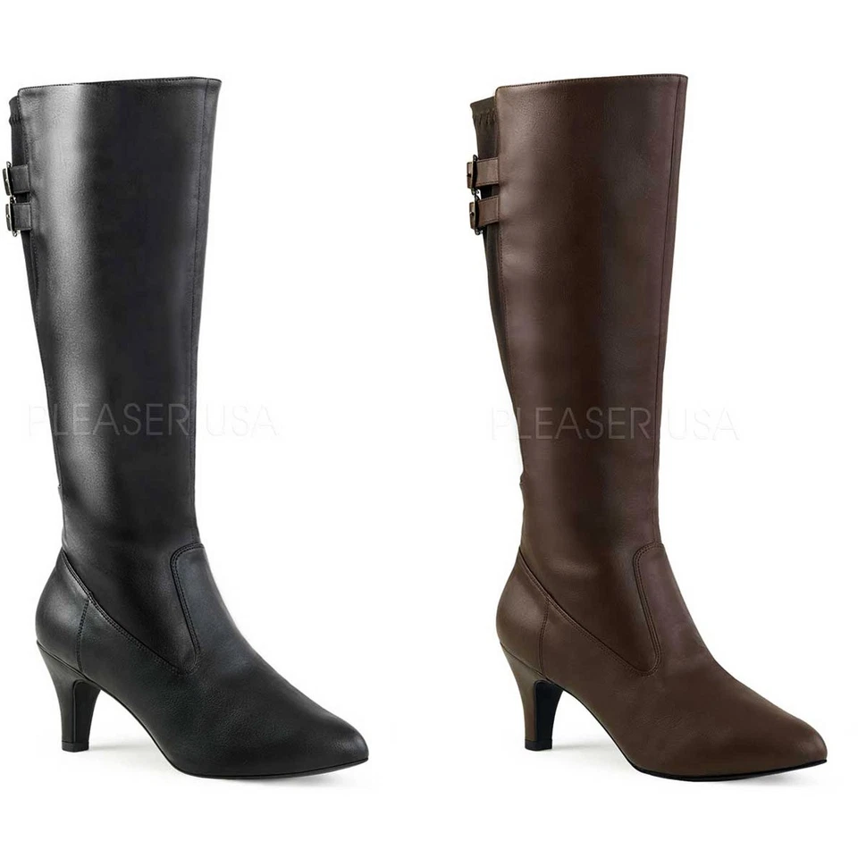 Pleaser Pink Label 3" Heel Knee Adult Women Faux Leather Shoes Boots Divine2018 - Image 1 of 1